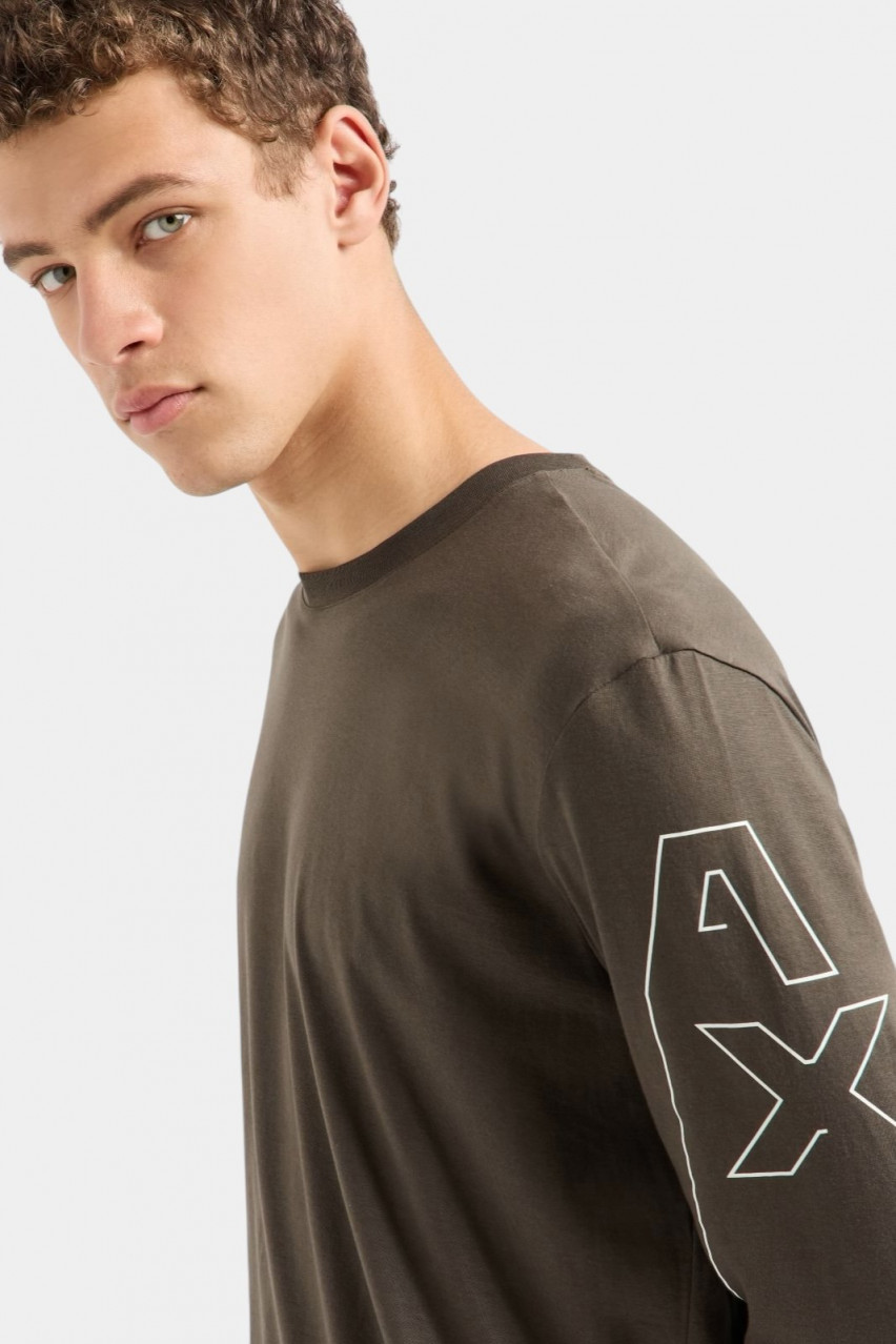 Хакі лонгслів з бавовни піма 6DZTH4 ZJA5Z 1897 Armani Exchange