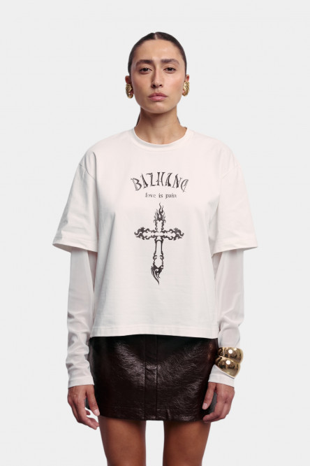 Молочный лонгслив Layered T-shirt