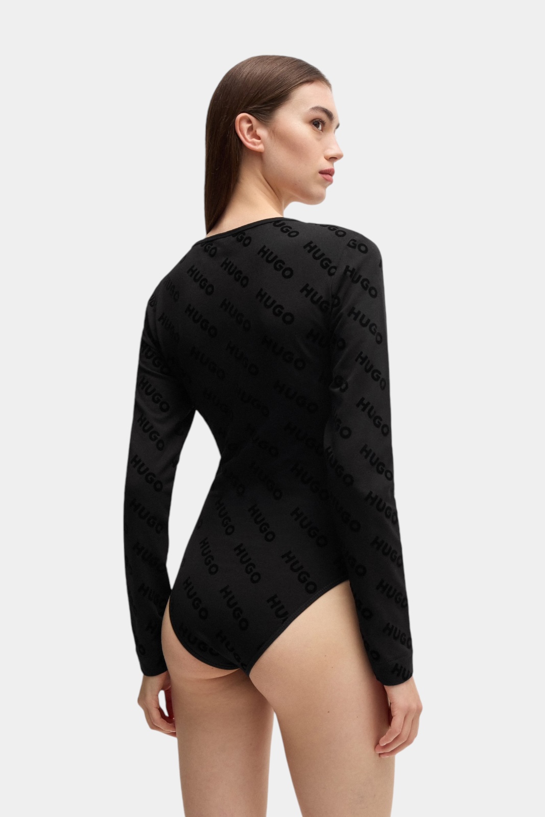 Черное хлопковое боди Vlocky_Bodysuit с логотипами 50523412 002 HUGO